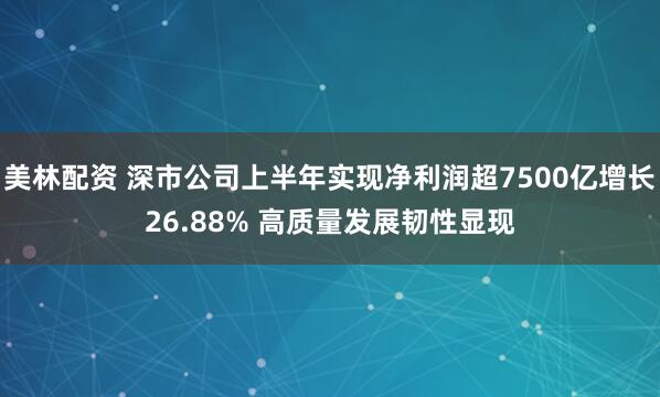 美林配资 深市公司上半年实现净利润超7500亿增长26.88% 高质量发展韧性显现